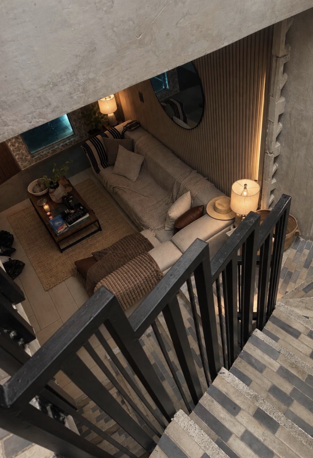 Second-floor living room viewed from the staircase
